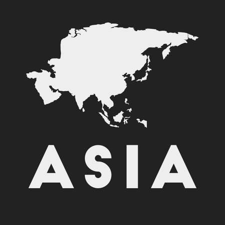 Asia icon. Continent map on dark background. Stylish Asia map with continent name. Vector illustration.のイラスト素材