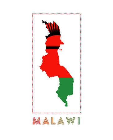 Malawi Logo. Map of Malawi with country name and flag. Trendy vector illustration.のイラスト素材