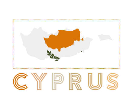 Cyprus Logo. Map of Cyprus with country name and flag. Powerful vector illustration.のイラスト素材