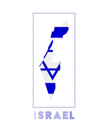Israel Logo. Map of Israel with country name and flag. Cool vector illustration.のイラスト素材