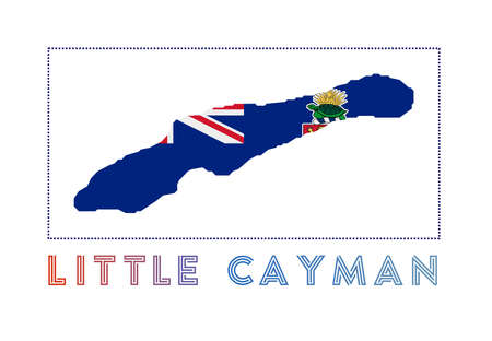Little Cayman Logo. Map of Little Cayman with island name and flag. Cool vector illustration.のイラスト素材