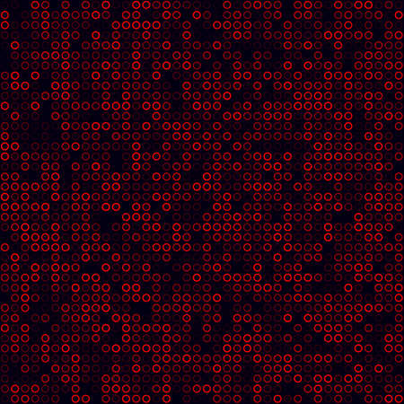 Tech pattern. Filled pattern of rings. Red colored seamless background. Cool vector illustration.のイラスト素材