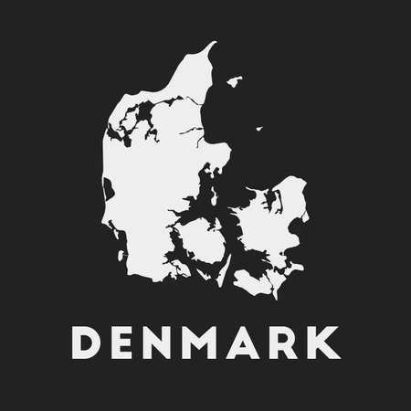 Denmark icon. Country map on dark background. Stylish Denmark map with country name. Vector illustration.のイラスト素材