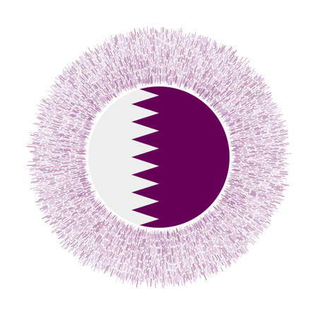 Flag of Qatar with colorful rays. Radiant country sign. Shiny sunburst with Qatar flag. Astonishing vector illustration.のイラスト素材