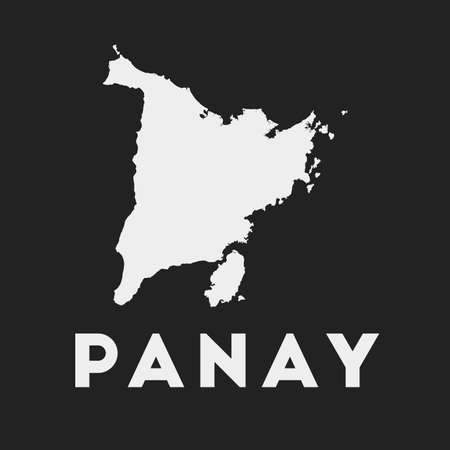 Panay icon. Island map on dark background. Stylish Panay map with island name. Vector illustration.のイラスト素材