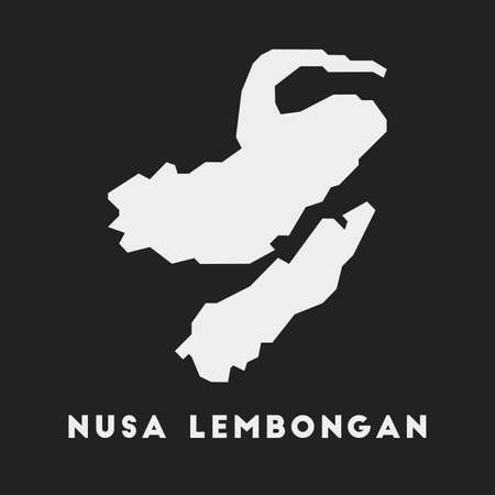 Nusa Lembongan icon. Island map on dark background. Stylish Nusa Lembongan map with island name. Vector illustration.のイラスト素材