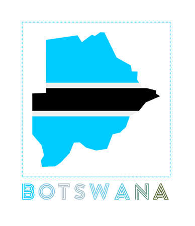 Botswana Logo. Map of Botswana with country name and flag. Astonishing vector illustration.のイラスト素材
