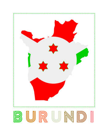 Map of Burundi with country name and flag. Cool vector illustration.のイラスト素材