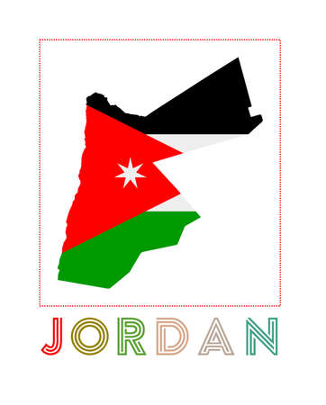 Map of Jordan with country name and flag. Modern vector illustration.のイラスト素材