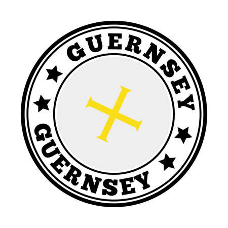 Guernsey sign. Round country   with flag of Guernsey. Vector illustration.のイラスト素材