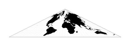World map with meridians. Collignon equal-area pseudocylindrical projection. Plan world geographical...