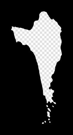 Stencil map of Phu Quoc. Simple and minimal transparent map of Phu Quoc. Black rectangle with cut shape of the island. Stylish vector illustration.のイラスト素材