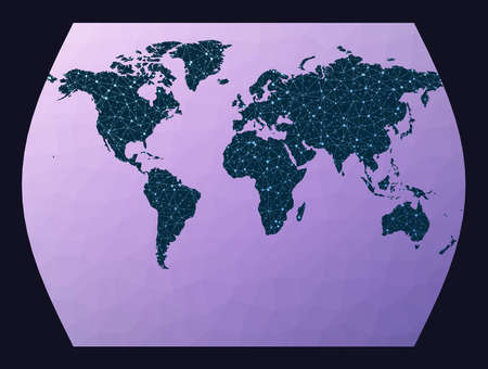 Global internet business concept. John Muir's Times projection. World network map. Wired globe in...
