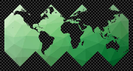 World map. Healpix projection. Polygonal map of the world on transparent background. Stencil shape geometric globe. Artistic vector illustration.のイラスト素材