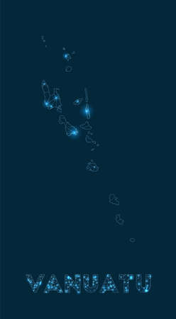 Vanuatu network map. Abstract geometric map of the country. Internet connections and telecommunication design. Amazing vector illustration.のイラスト素材