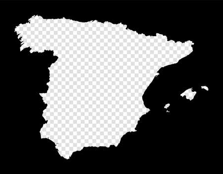 Stencil map of Spain. Simple and minimal transparent map of Spain. Black rectangle with cut shape of the country. Classy vector illustration.のイラスト素材