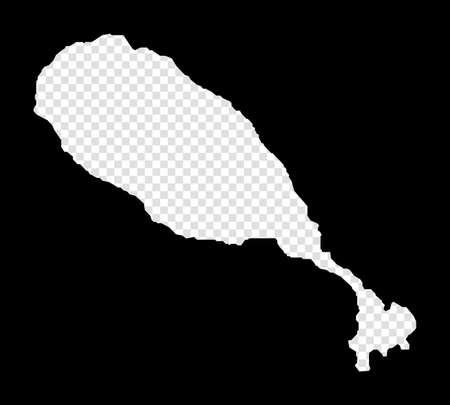 Stencil map of Saint Kitts. Simple and minimal transparent map of Saint Kitts. Black rectangle with cut shape of the island. Beautiful vector illustration.のイラスト素材