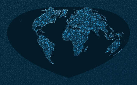 Abstract map of world network. Bottomley projection. World Network. Elegant connections map. Vector...