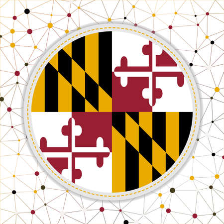 Flag of Maryland with network background. Maryland sign. Neat vector illustration.のイラスト素材