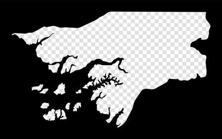 Stencil map of Guinea-Bissau. Simple and minimal transparent map of Guinea-Bissau. Black rectangle with cut shape of the country. Appealing vector illustration.のイラスト素材