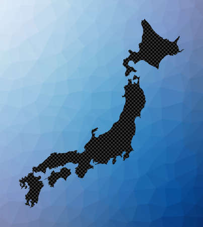 Japan geometric map. Stencil shape of Japan in low poly style. Vibrant country vector illustration.のイラスト素材