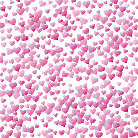 Valentine Day hearts cover. Purple red polygonal hearts in diamond style. Low poly hearts background. Stylish vector illustration.のイラスト素材