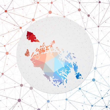 Abstract vector map of Cat Ba Island. Technology in the island geometric style poster. Polygonal Cat Ba Island map on 3d triangular mesh backgound. Vector.のイラスト素材