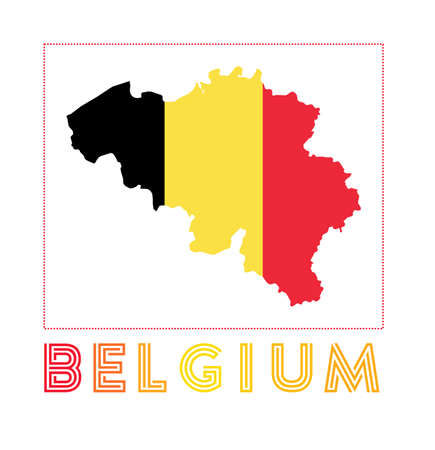 Map of Belgium with country name and flag. Creative vector illustration.のイラスト素材