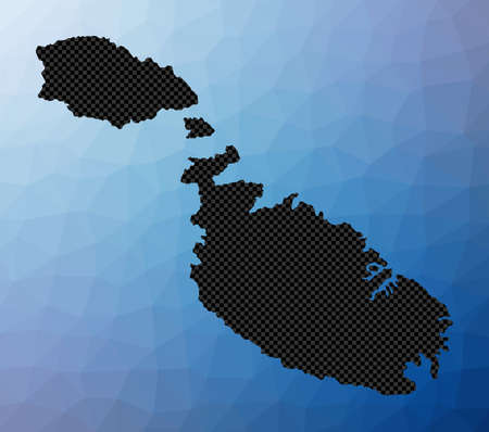 Malta geometric map. Stencil shape of Malta in low poly style. Elegant island vector illustration.のイラスト素材