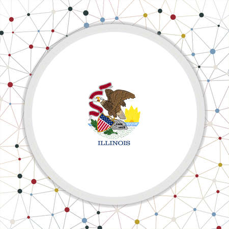 Flag of Illinois with network background. Illinois sign. Charming vector illustration.のイラスト素材
