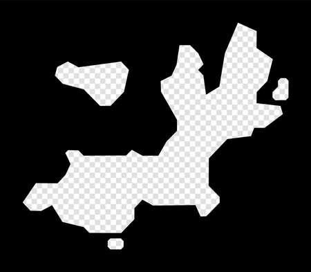 Stencil map of Terre-de-Haut Island. Simple and minimal transparent map of Terre-de-Haut Island. Black rectangle with cut shape of the island. Elegant vector illustration.のイラスト素材