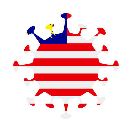 Flag of Malaysia in virus shape. Country sign. Vector illustration.のイラスト素材