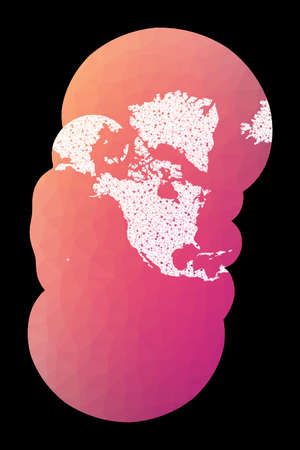 World network map. Modified stereographic projection for the United States including Alaska and Hawaii. Wired globe in Modified Stereographic Gs 50 projection on geometric low poly background.のイラスト素材
