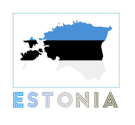 Estonia Logo. Map of Estonia with country name and flag. Authentic vector illustration.のイラスト素材