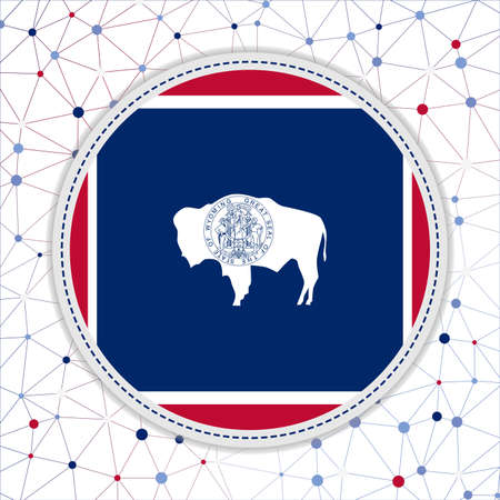 Flag of Wyoming with network background. Wyoming sign. Appealing vector illustration.のイラスト素材