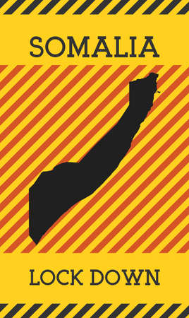 Somalia Lock Down Sign. Yellow country pandemic danger icon. Vector illustration.のイラスト素材