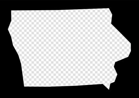 Stencil map of Iowa. Simple and minimal transparent map of Iowa. Black rectangle with cut shape of the us state. Elegant vector illustration.のイラスト素材