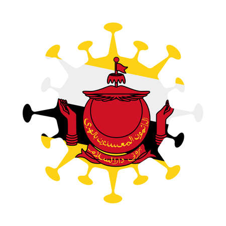 Flag of Brunei in virus shape. Country sign. Vector illustration.のイラスト素材