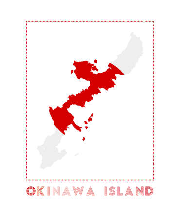 Okinawa Island Logo. Map of Okinawa Island with island name and flag. Neat vector illustration.のイラスト素材