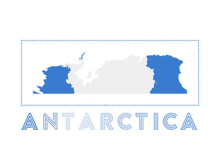 Antarctica Logo. Map of Antarctica with country name and flag. Awesome vector illustration.のイラスト素材