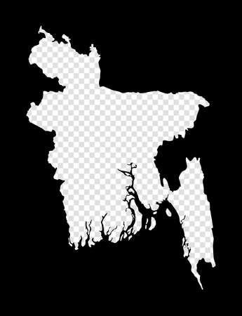 Stencil map of Bangladesh. Simple and minimal transparent map of Bangladesh. Black rectangle with cut shape of the country. Vibrant vector illustration.のイラスト素材