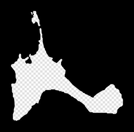 Stencil map of Formentera. Simple and minimal transparent map of Formentera. Black rectangle with cut shape of the island. Radiant vector illustration.のイラスト素材