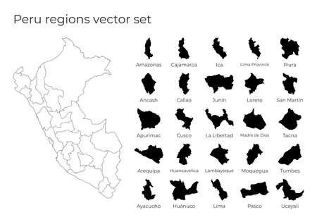 Peru map with shapes of regions. Blank vector map of the Country with regions. Borders of the country for your infographic. Vector illustration.のイラスト素材
