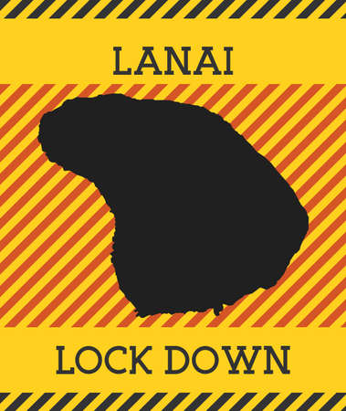 Lanai Lock Down Sign. Yellow island pandemic danger icon. Vector illustration.のイラスト素材