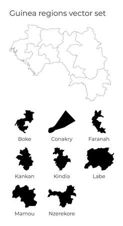 Guinea map with shapes of regions. Blank vector map of the Country with regions. Borders of the country for your infographic. Vector illustration.のイラスト素材