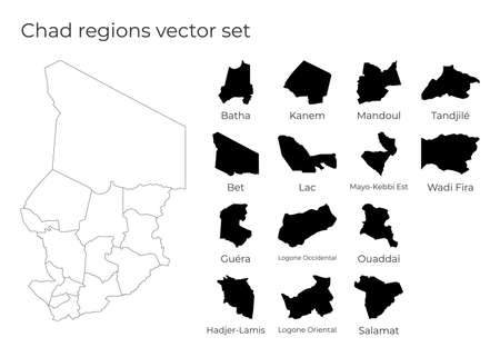 Chad map with shapes of regions. Blank vector map of the Country with regions. Borders of the country for your infographic. Vector illustration.のイラスト素材