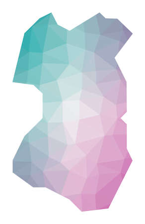 Polygonal map of Tenggol Island. Geometric illustration of the island in emerald amethyst colors. Tenggol Island map in low poly style. Technology, internet, network concept. Vector illustration.のイラスト素材