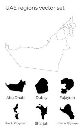 UAE map with shapes of regions. Blank vector map of the Country with regions. Borders of the country for your infographic. Vector illustration.のイラスト素材
