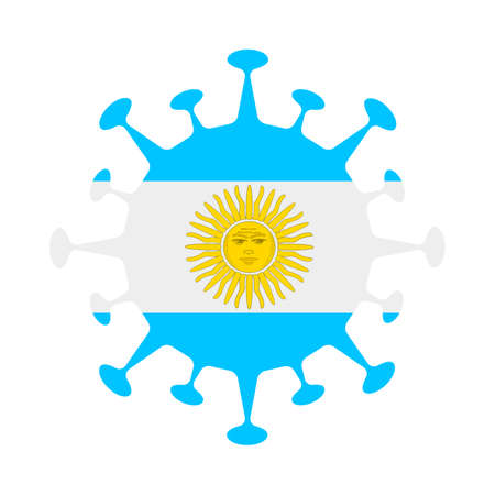 Flag of Argentina in virus shape. Country sign. Vector illustration.のイラスト素材