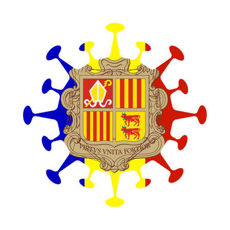 Flag of Andorra in virus shape. Country sign. Vector illustration.のイラスト素材